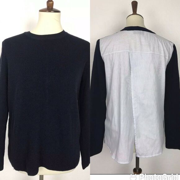 Topshop Pullover Striped Split Back Knit Top - Picture 1 of 9